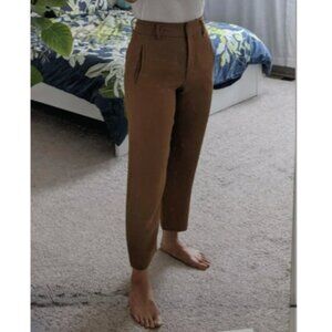 Aritzia Wilfred High Waisted Crepe Pants Relaxed Fit Camel Tan Size 10